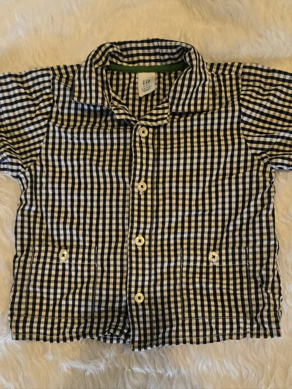 Gap Baby Boy's 6-12 Months Gingham Short-Sleeve Button-Up Shirt - Black & White